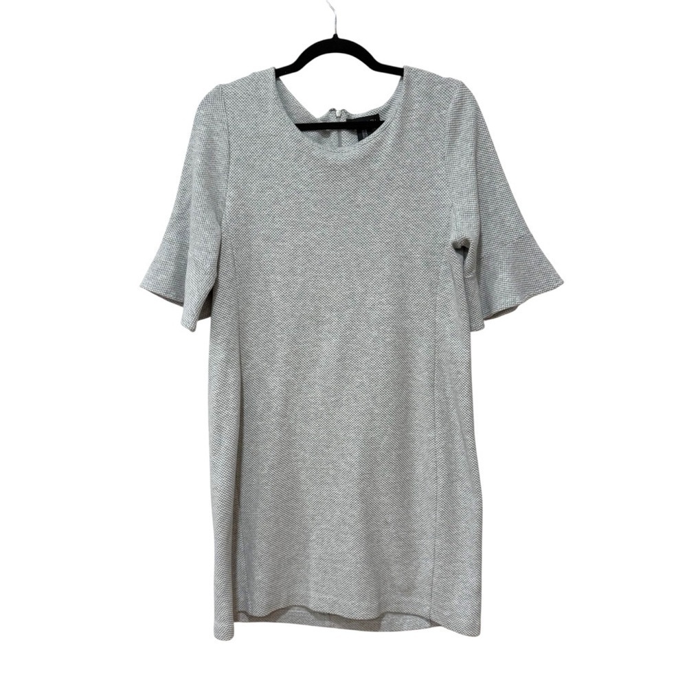 Tahari light gray tight knit dress 14